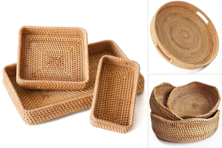Detailed view of Best Natural Rattan Serving Baskets
