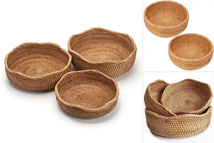 Detailed view of Best Round Rattan Bread Baskets