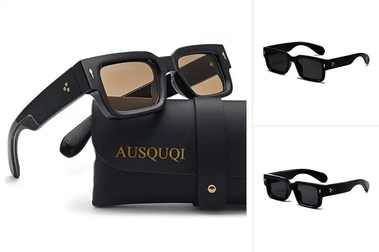 Detailed view of best thick frame square sunglasses: style, clear vision