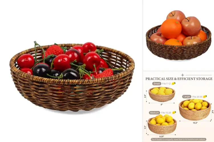Detailed view of Best Wicker Fruit Basket Bowls for a Calm, Natural Home